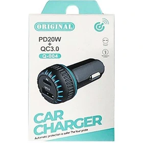 شارژر فندکی دو پورت ۱۸ وات مدل Q-004 PD/QC3